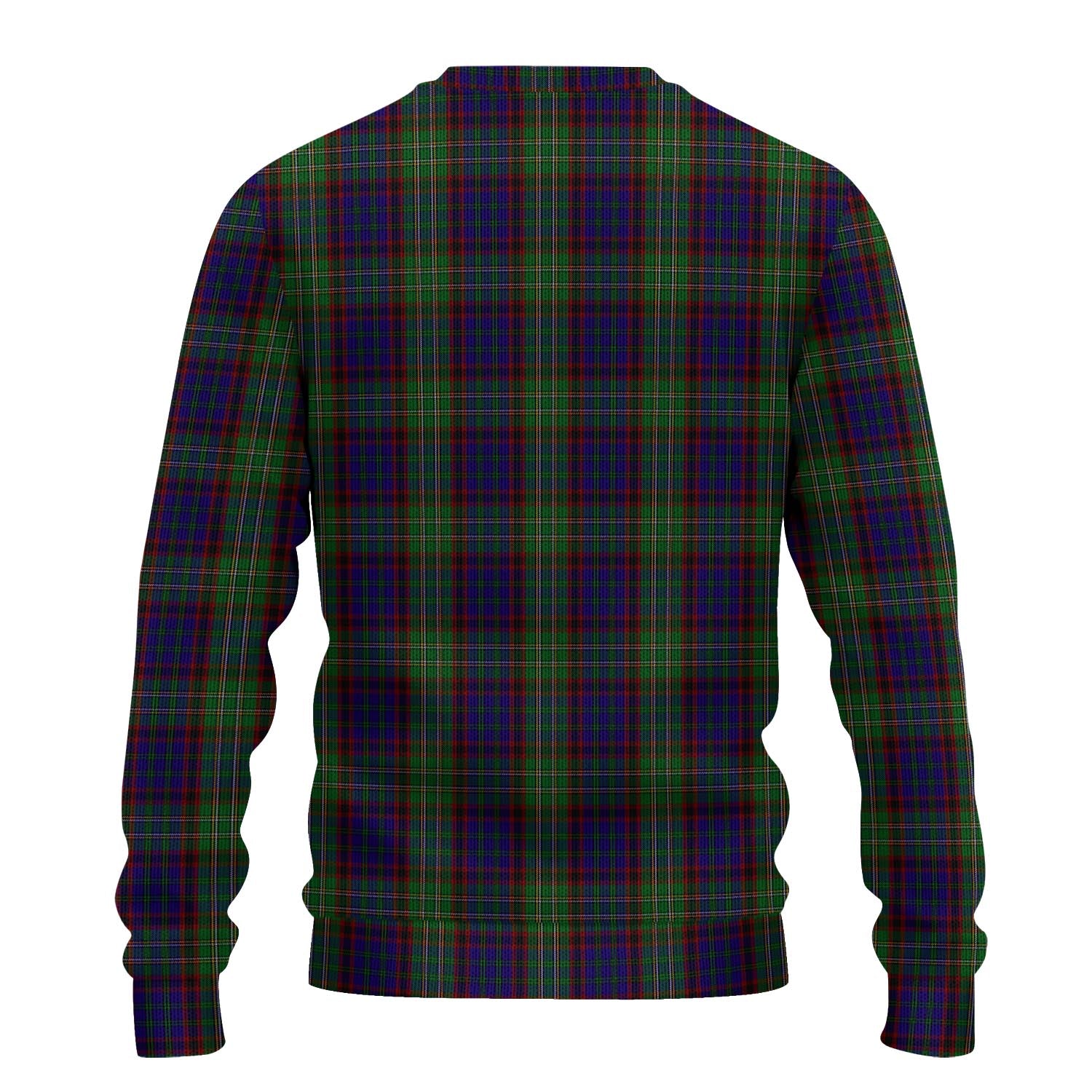 Cunningham Hunting Tartan Knitted Sweater with Family Crest - Tartanvibesclothing