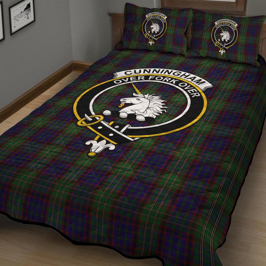 Cunningham Hunting Tartan Quilt Bed Set with Family Crest - Tartan Vibes Clothing