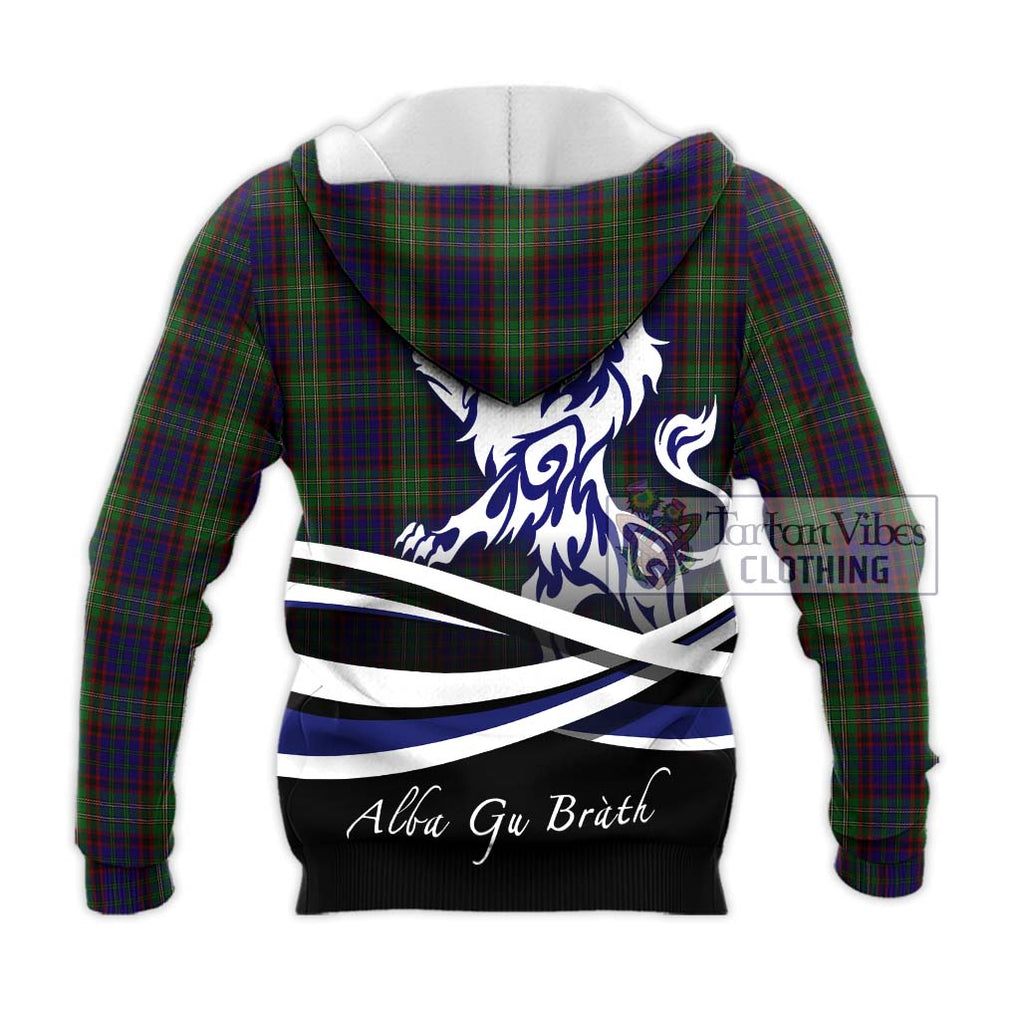 Cunningham Hunting Tartan Knitted Hoodie with Alba Gu Brath Regal Lion Emblem - Tartanvibesclothing Shop