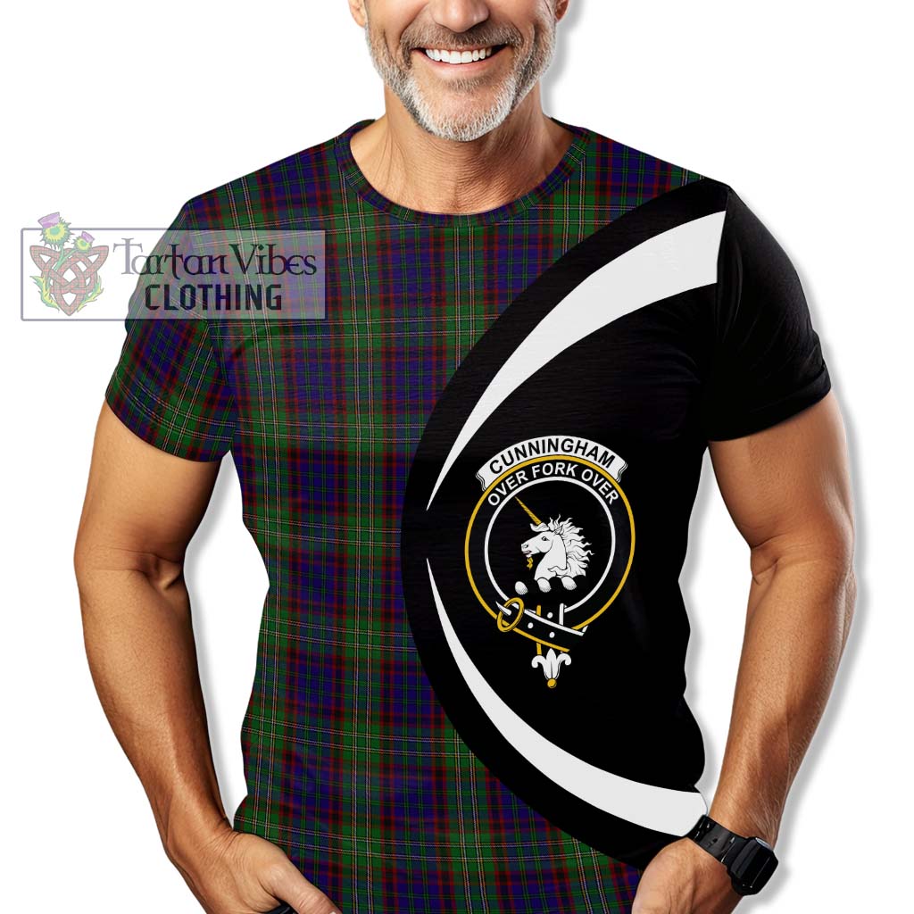 Tartan Vibes Clothing Cunningham Hunting Tartan T-Shirt with Family Crest Circle Style