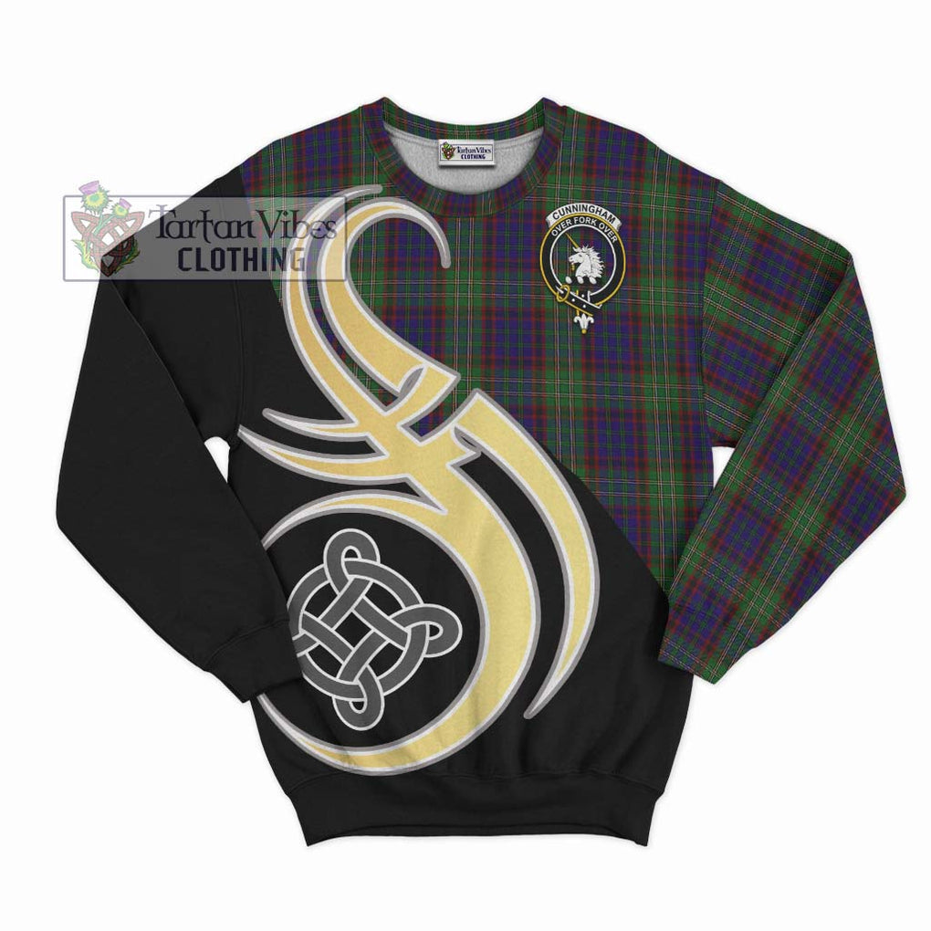 Cunningham Hunting Tartan Sweatshirt with Family Crest and Celtic Symbol Style - Tartan Vibes Clothing