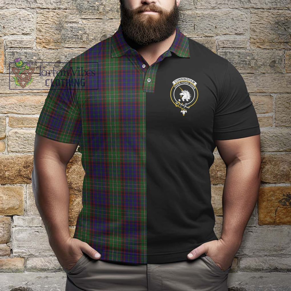 Cunningham Hunting Tartan Polo Shirt with Family Crest and Half Of Me Style - Tartanvibesclothing Shop