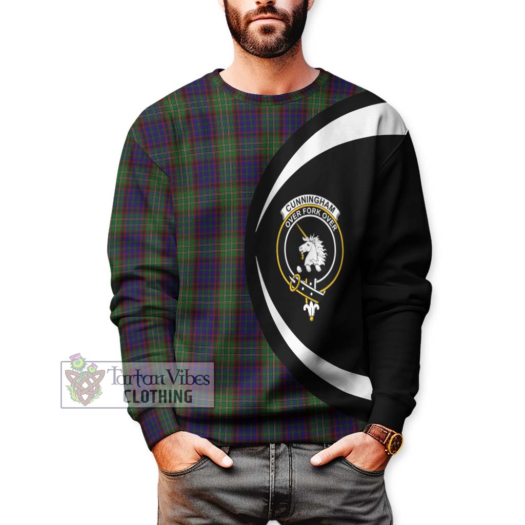 Cunningham Hunting Tartan Sweatshirt with Family Crest Circle Style - Tartan Vibes Clothing