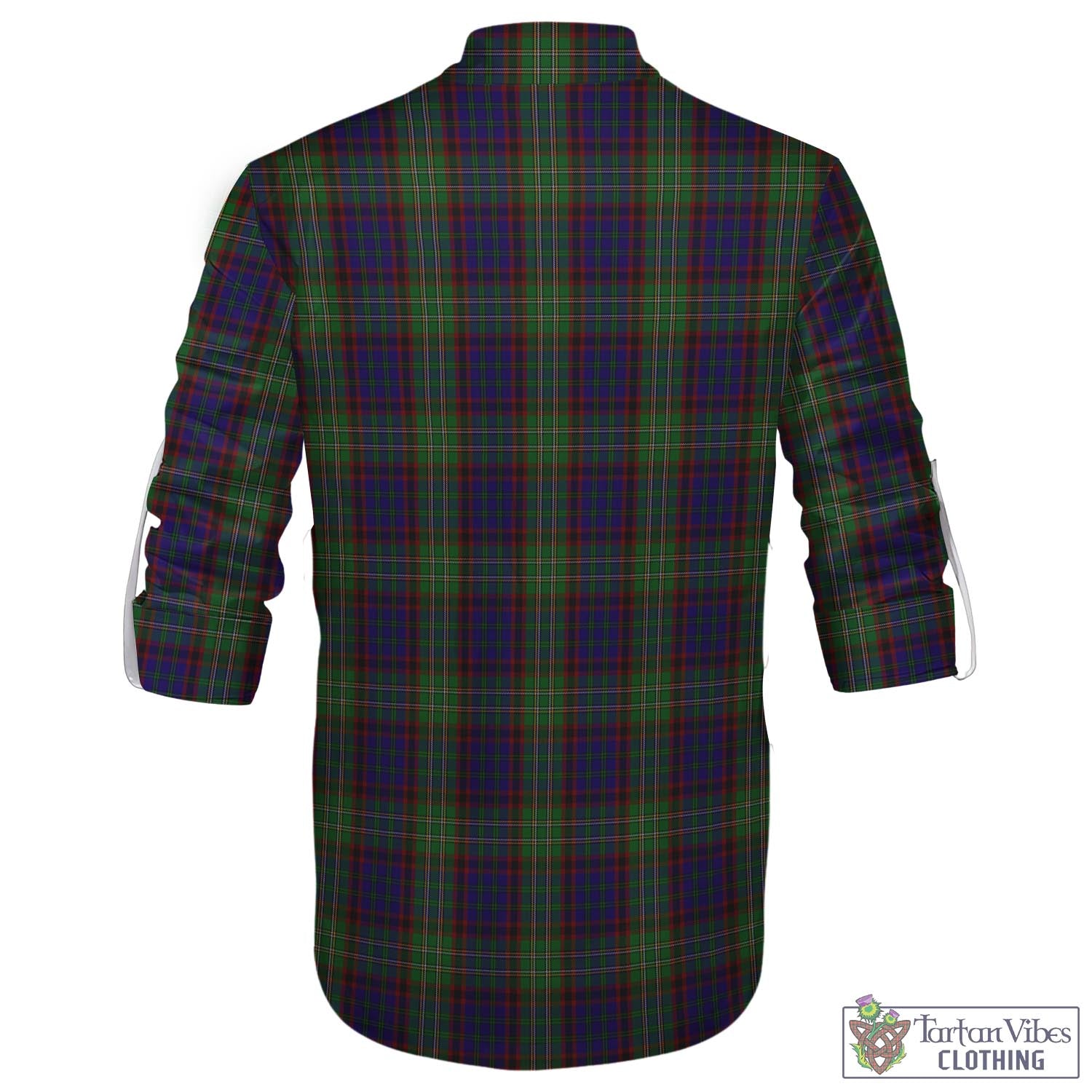 Tartan Vibes Clothing Cunningham Hunting Tartan Men's Scottish Traditional Jacobite Ghillie Kilt Shirt with Family Crest