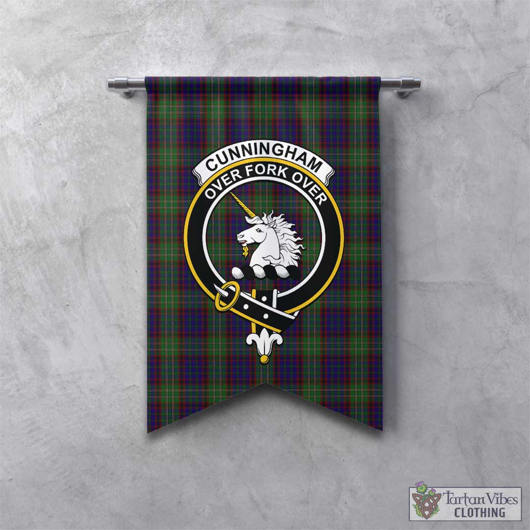 Tartan Vibes Clothing Cunningham Hunting Tartan Gonfalon, Tartan Banner with Family Crest