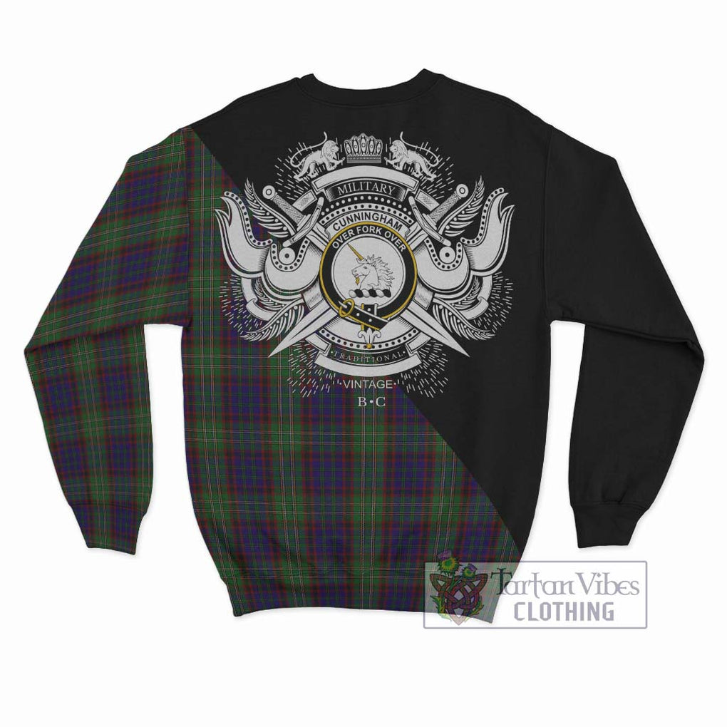 Cunningham Hunting Tartan Sweatshirt with Family Crest and Military Logo Style - Tartanvibesclothing Shop