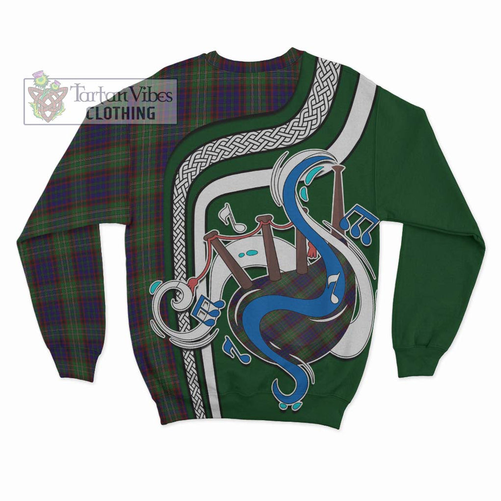 Cunningham Hunting Tartan Sweatshirt with Epic Bagpipe Style - Tartanvibesclothing Shop