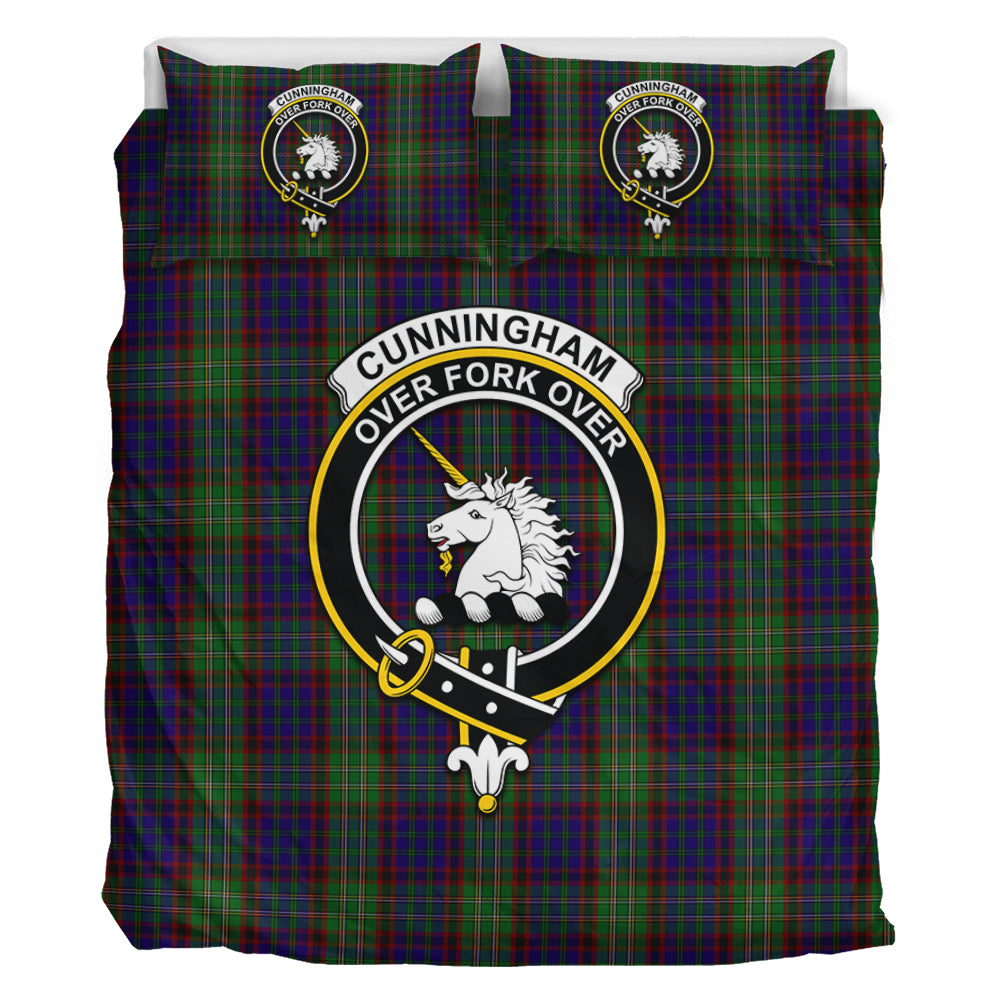 Cunningham Hunting Tartan Bedding Set with Family Crest - Tartan Vibes Clothing