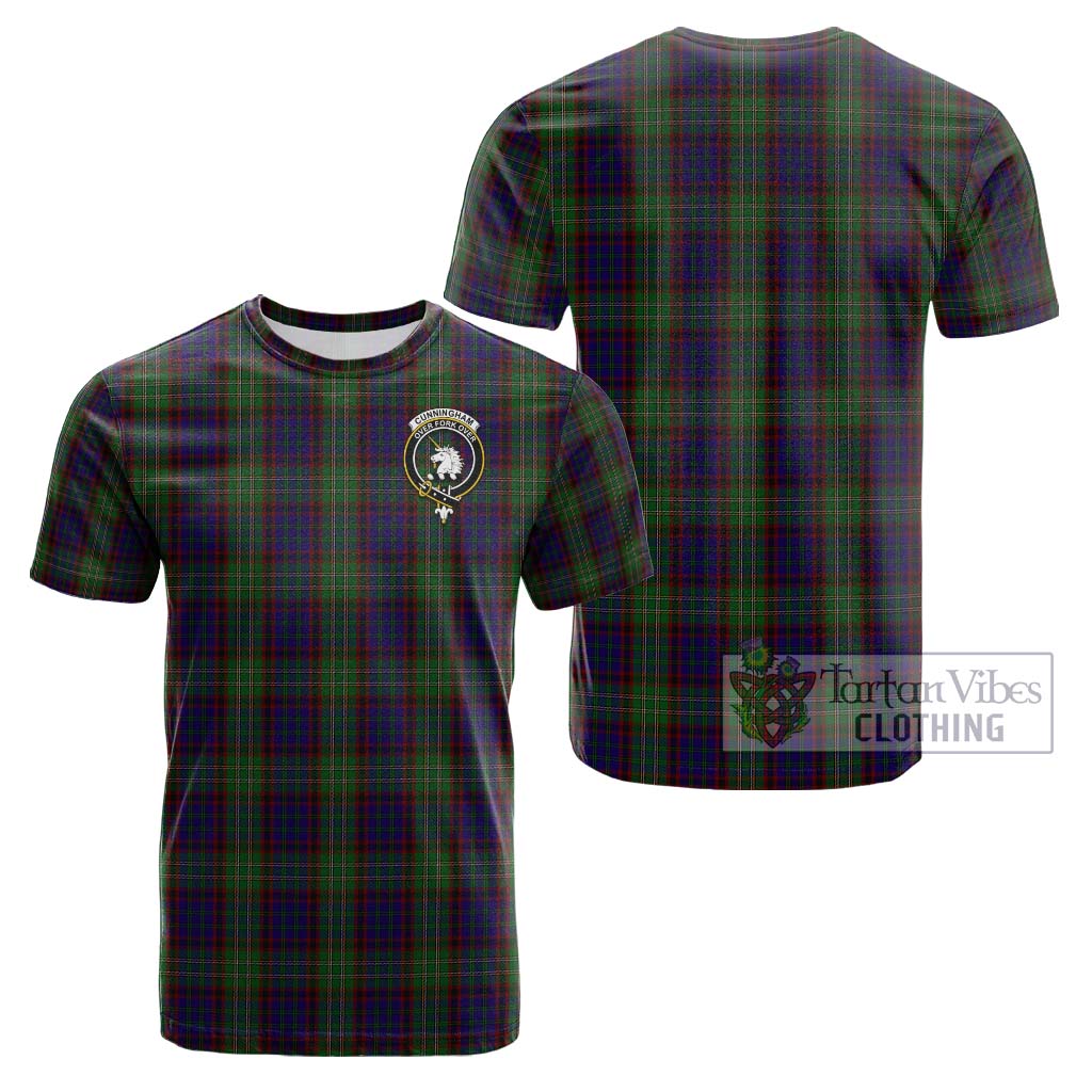 Tartan Vibes Clothing Cunningham Hunting Tartan Cotton T-Shirt with Family Crest