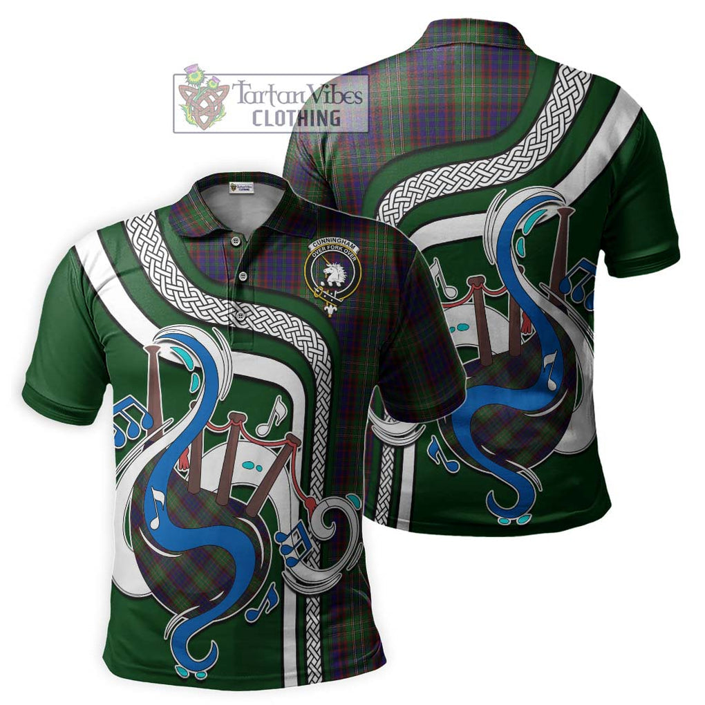 Tartan Vibes Clothing Cunningham Hunting Tartan Polo Shirt with Epic Bagpipe Style