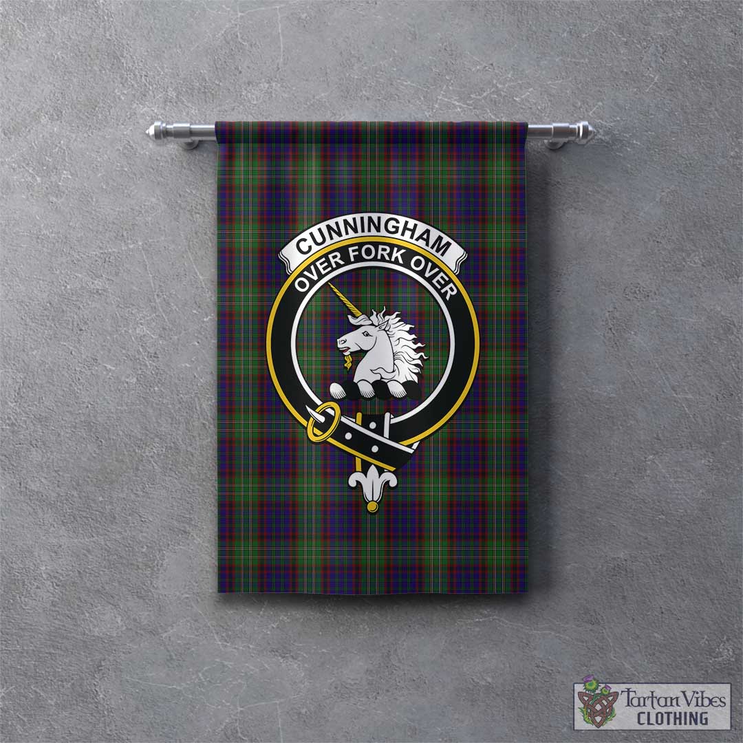 Tartan Vibes Clothing Cunningham Hunting Tartan Gonfalon, Tartan Banner with Family Crest