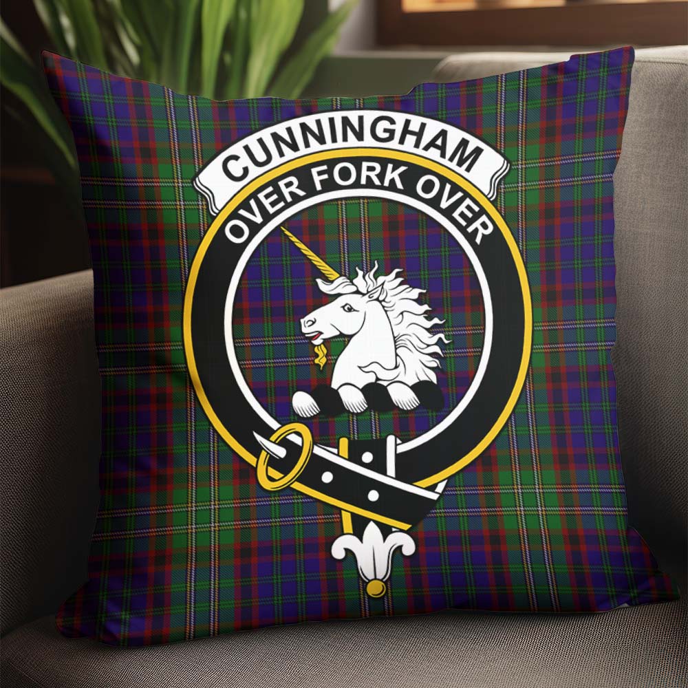 Cunningham Hunting Tartan Pillow Cover with Family Crest - Tartanvibesclothing