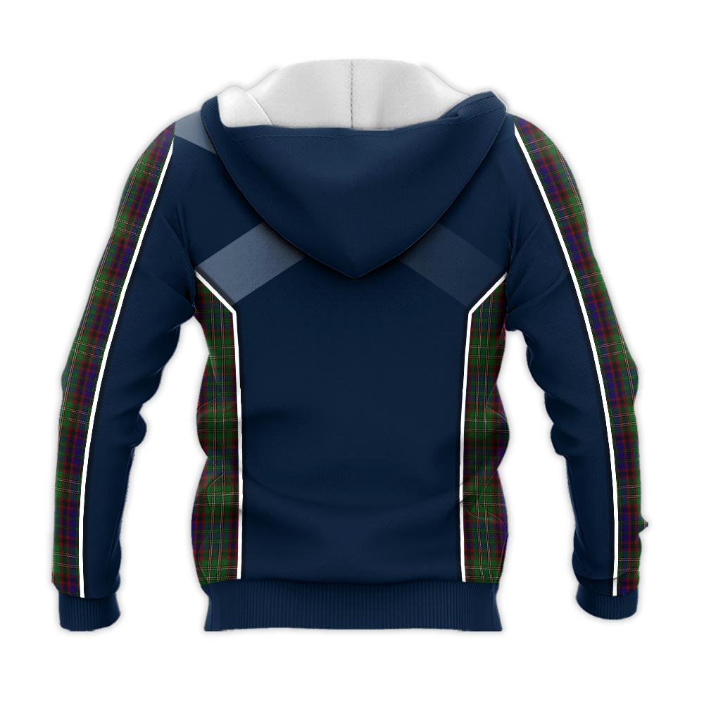 Tartan Vibes Clothing Cunningham Hunting Tartan Knitted Hoodie with Family Crest and Scottish Thistle Vibes Sport Style