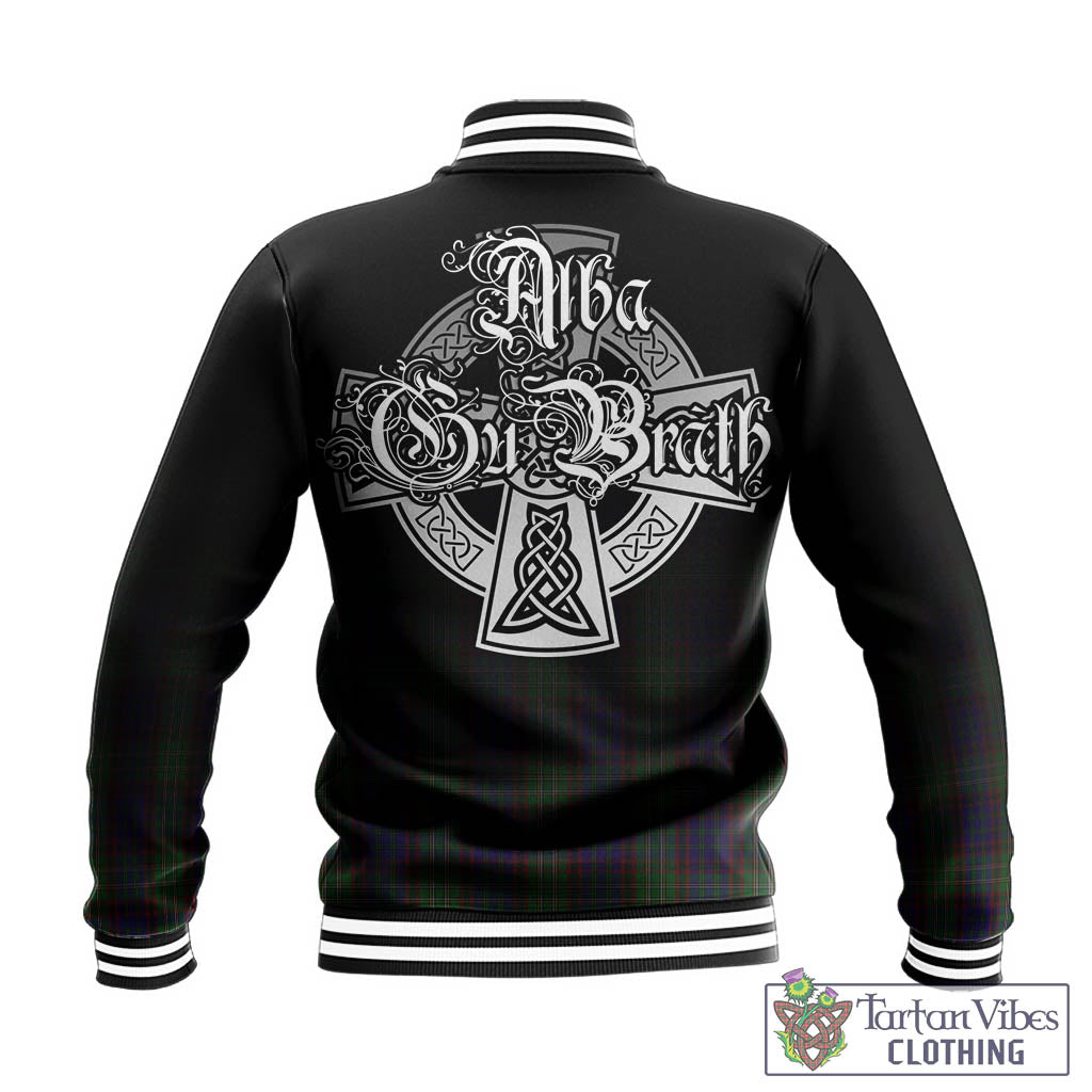 Tartan Vibes Clothing Cunningham Hunting Tartan Baseball Jacket Featuring Alba Gu Brath Family Crest Celtic Inspired