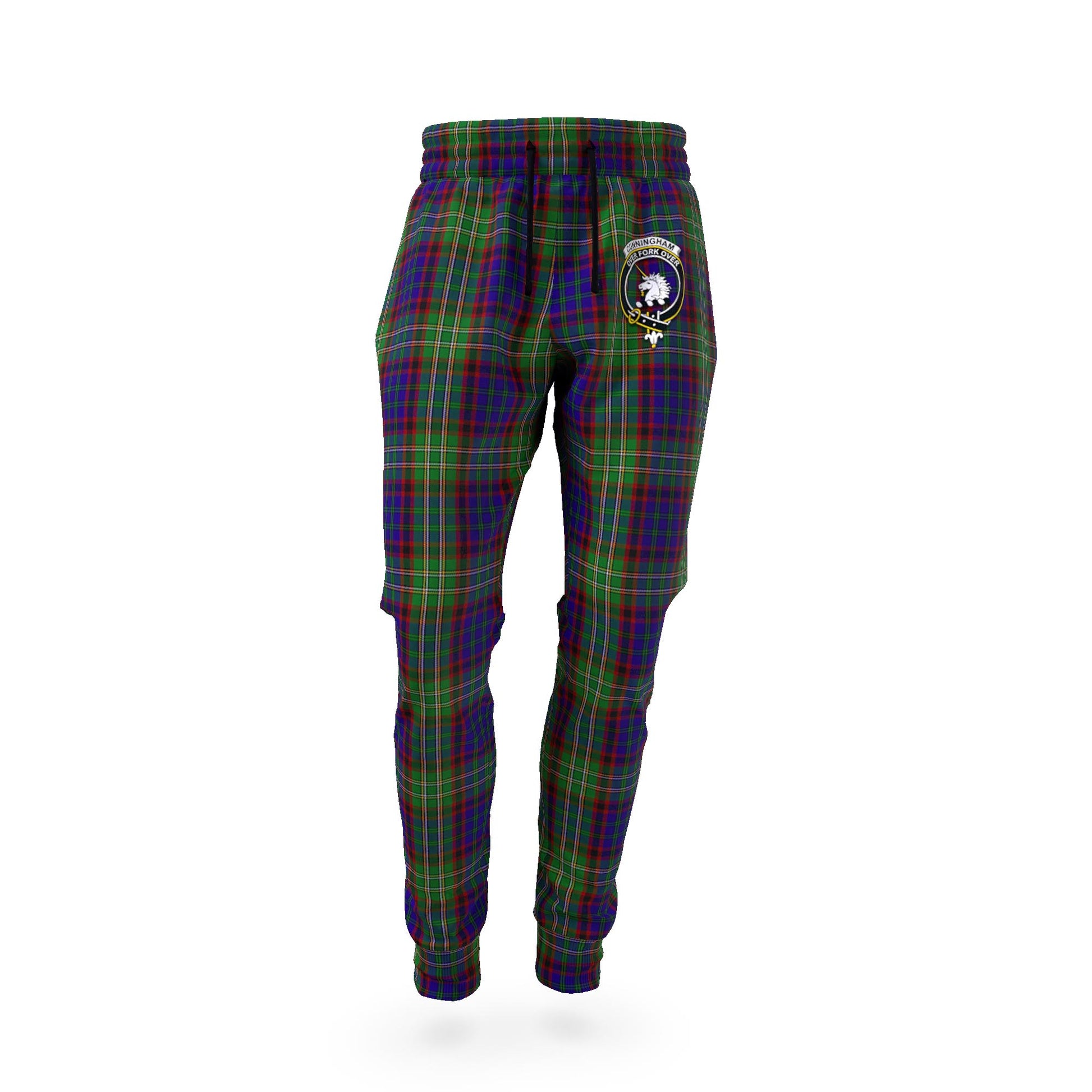 Cunningham Hunting Tartan Joggers Pants with Family Crest - Tartan Vibes Clothing