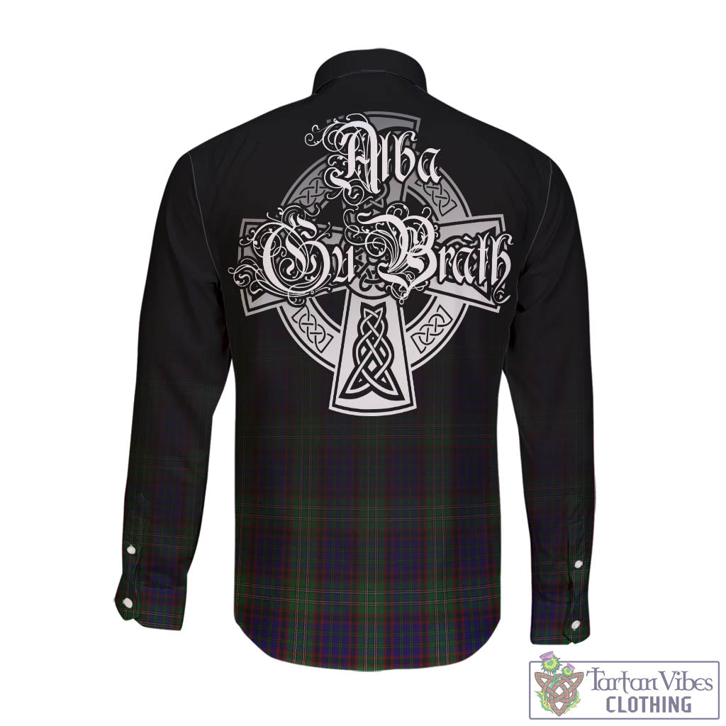 Tartan Vibes Clothing Cunningham Hunting Tartan Long Sleeve Button Up Featuring Alba Gu Brath Family Crest Celtic Inspired