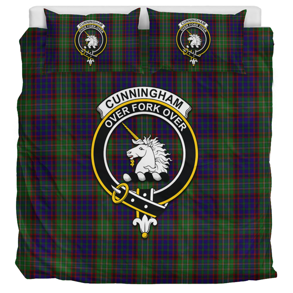 Cunningham Hunting Tartan Bedding Set with Family Crest UK Bedding Set UK Super King 104*94 inch - Tartan Vibes Clothing