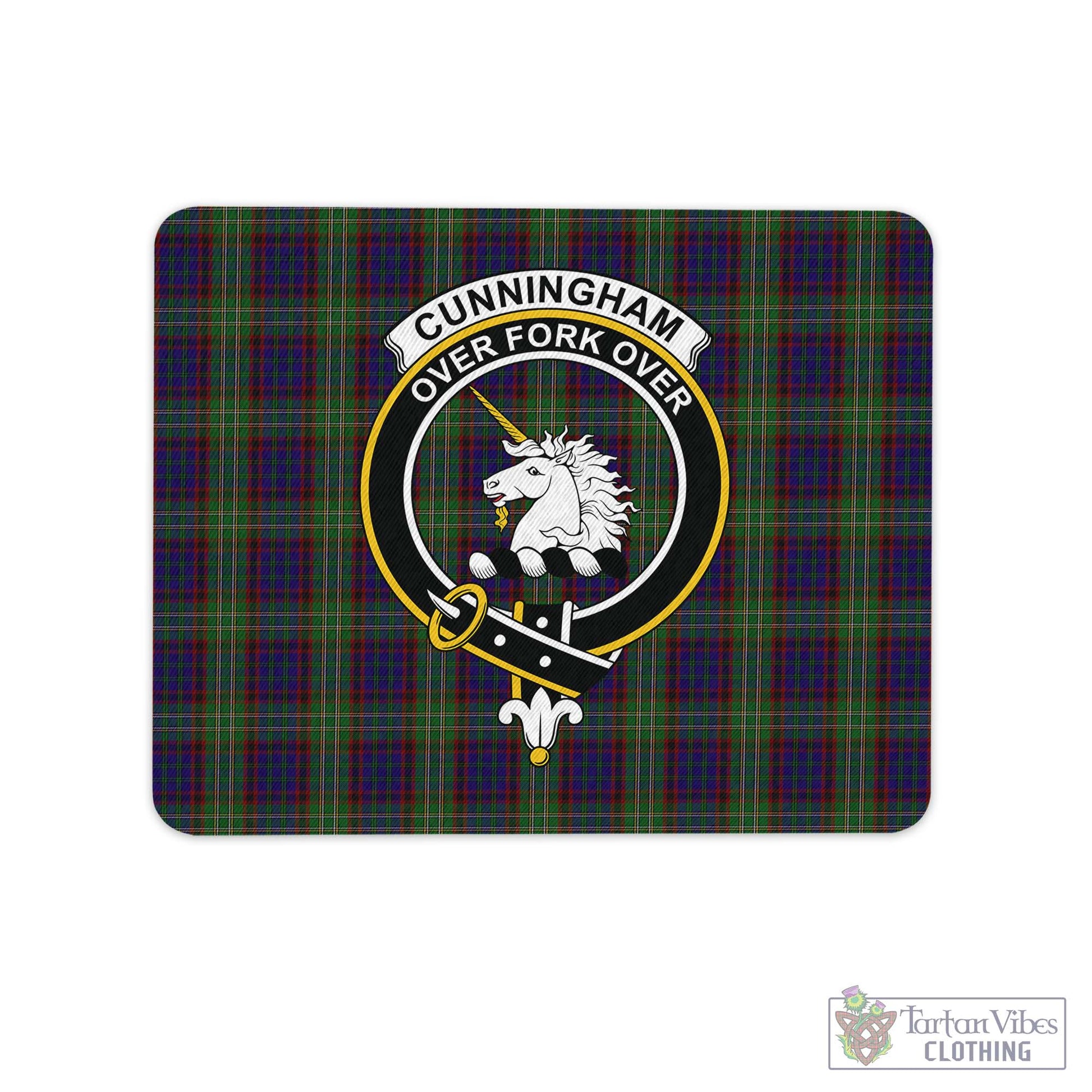 Tartan Vibes Clothing Cunningham Hunting Tartan Mouse Pad with Family Crest