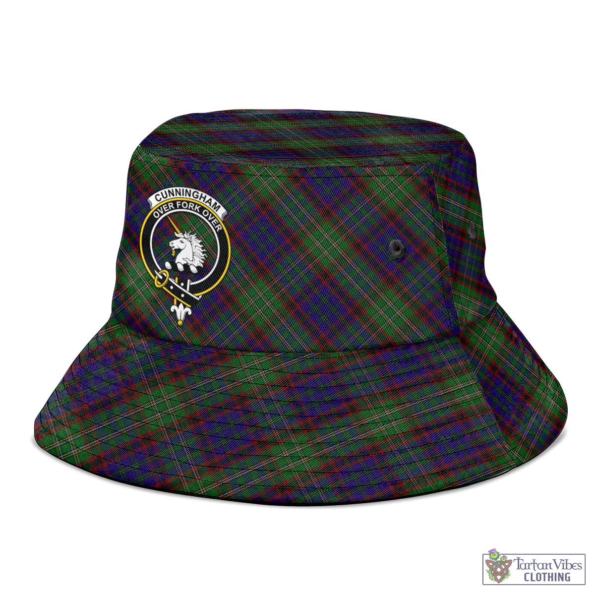 Tartan Vibes Clothing Cunningham Hunting Tartan Bucket Hat with Family Crest