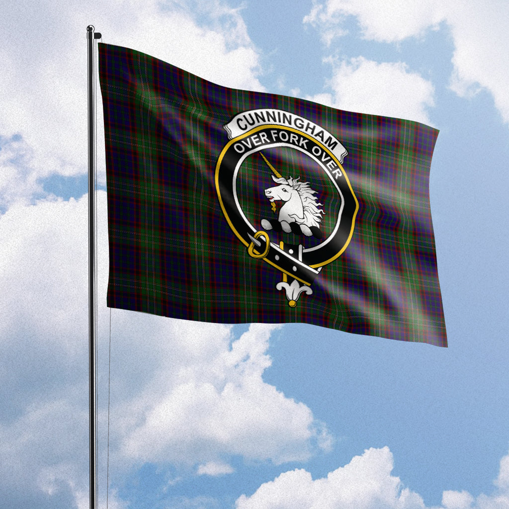 Cunningham Hunting Tartan Flag with Family Crest House Flag (Horizontal) - Tartan Vibes Clothing