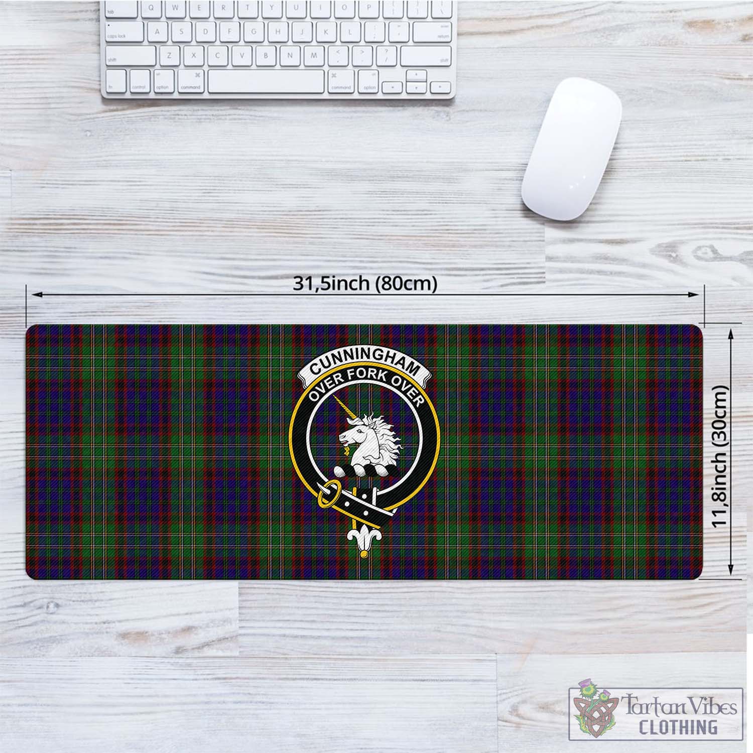 Tartan Vibes Clothing Cunningham Hunting Tartan Mouse Pad with Family Crest