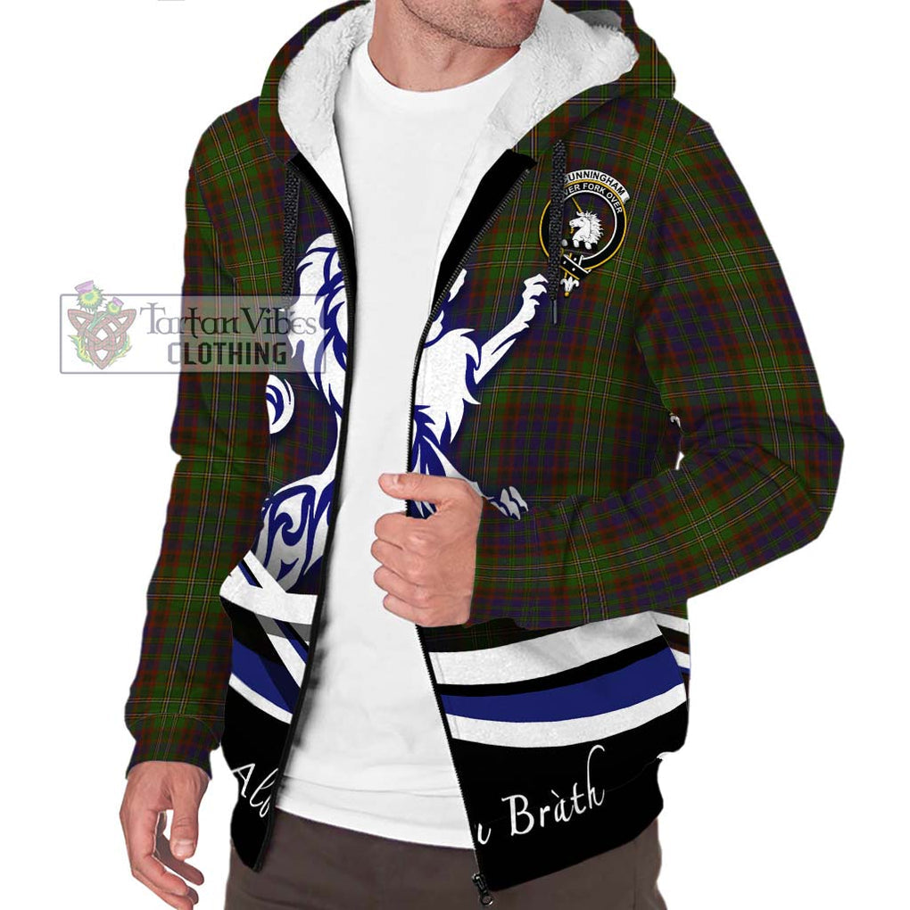 Cunningham Hunting Modern Tartan Sherpa Hoodie with Alba Gu Brath Regal Lion Emblem Unisex S - Tartanvibesclothing Shop