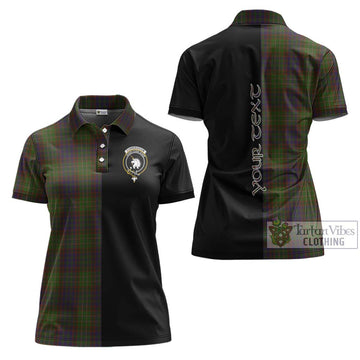 Cunningham Hunting Modern Tartan Women's Polo Shirt with Family Crest and Half Of Me Style