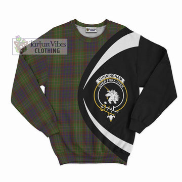 Cunningham Hunting Modern Tartan Sweatshirt with Family Crest Circle Style