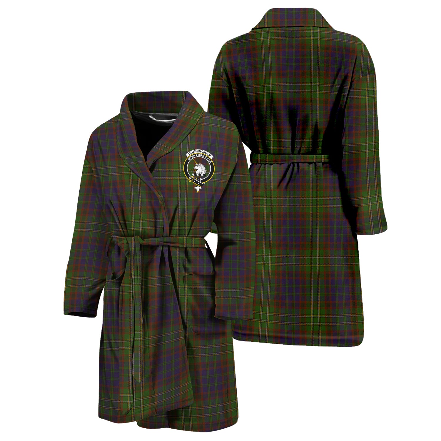 Cunningham Hunting Modern Tartan Bathrobe with Family Crest Unisex S - Tartan Vibes Clothing