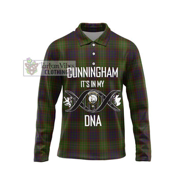 Cunningham Hunting Modern Tartan Long Sleeve Polo Shirt with Family Crest DNA In Me Style