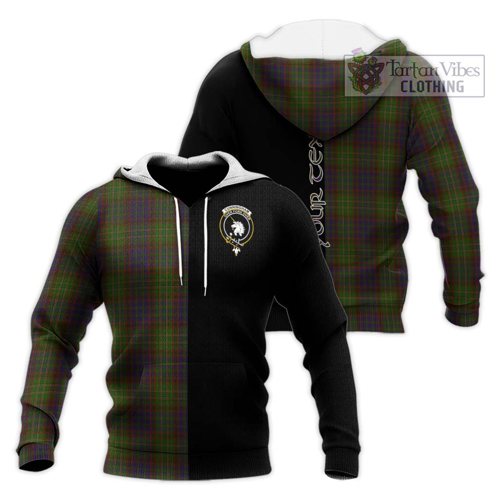 Cunningham Hunting Modern Tartan Knitted Hoodie with Family Crest and Half Of Me Style Unisex Knitted Pullover Hoodie - Tartanvibesclothing Shop