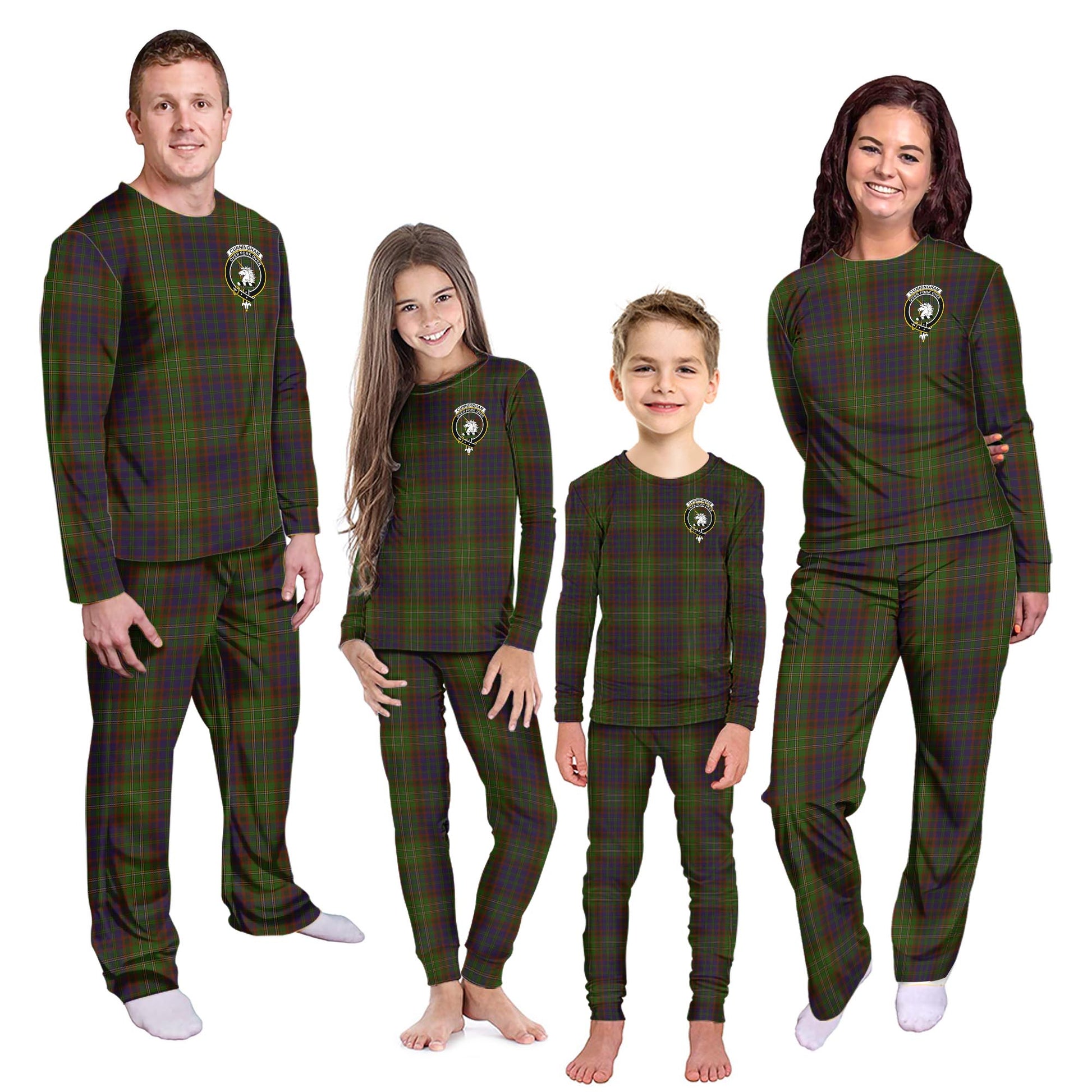 Cunningham Hunting Modern Tartan Pajamas Family Set with Family Crest Kid - Tartan Vibes Clothing