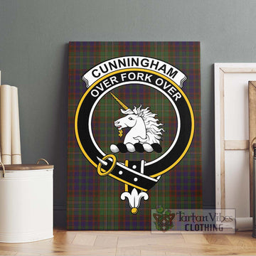 Cunningham Hunting Modern Tartan Canvas Print Wall Art with Family Crest