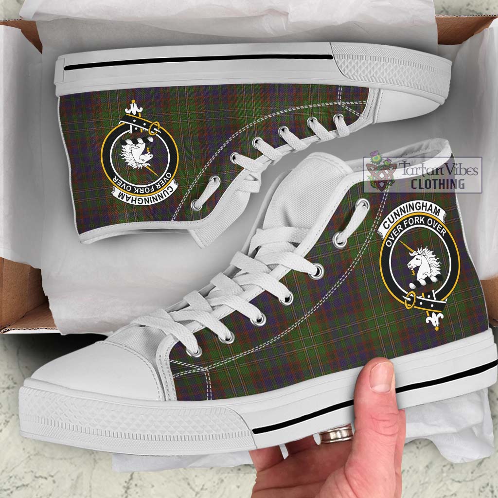 Tartan Vibes Clothing Cunningham Hunting Modern Tartan High Top Shoes with Family Crest