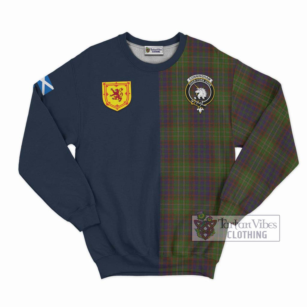 Tartan Vibes Clothing Cunningham Hunting Modern Tartan Sweatshirt with Scottish Lion Royal Arm Half Style