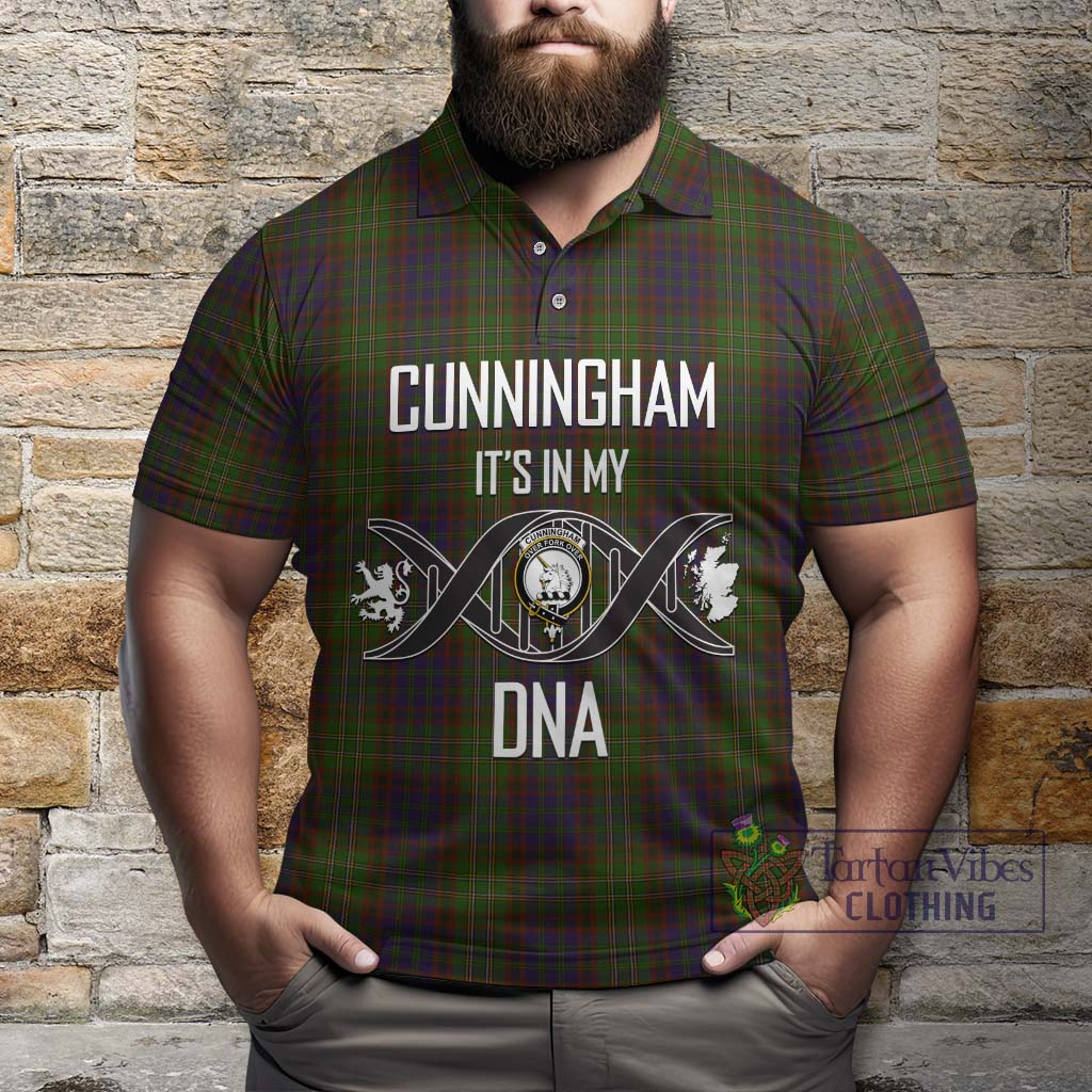 Tartan Vibes Clothing Cunningham Hunting Modern Tartan Polo Shirt with Family Crest DNA In Me Style