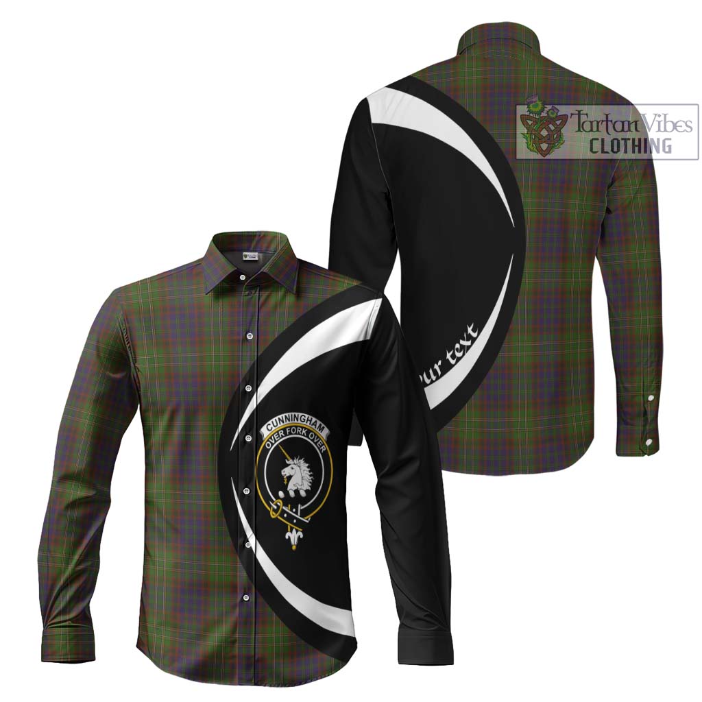 Cunningham Hunting Modern Tartan Long Sleeve Button Up with Family Crest Circle Style Men's Shirt S - Tartan Vibes Clothing