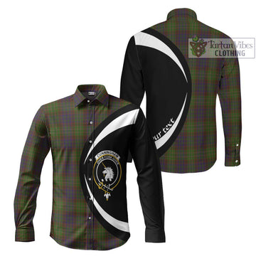 Cunningham Hunting Modern Tartan Long Sleeve Button Up with Family Crest Circle Style