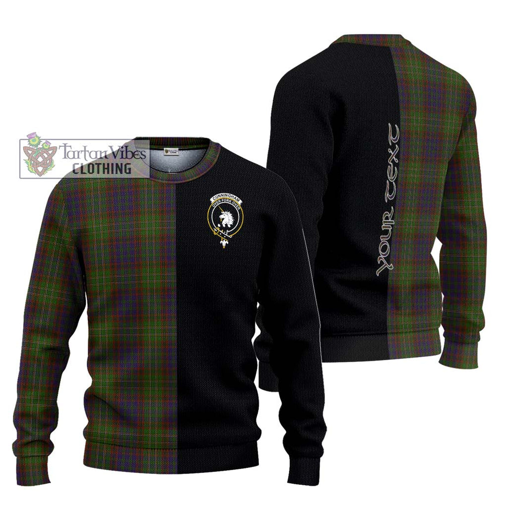 Cunningham Hunting Modern Tartan Knitted Sweater with Family Crest and Half Of Me Style Unisex - Tartanvibesclothing Shop