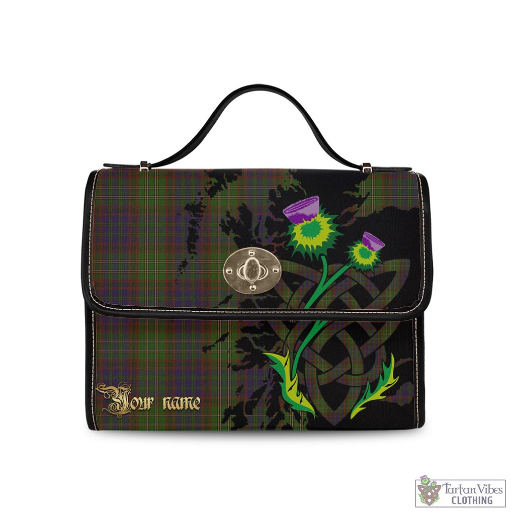 Tartan Vibes Clothing Cunningham Hunting Modern Tartan Waterproof Canvas Bag with Scotland Map and Thistle Celtic Accents