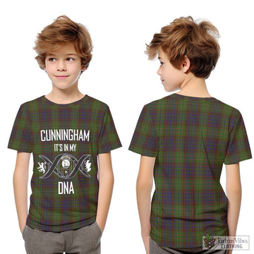 Cunningham Hunting Modern Tartan Kid T-Shirt with Family Crest DNA In Me Style