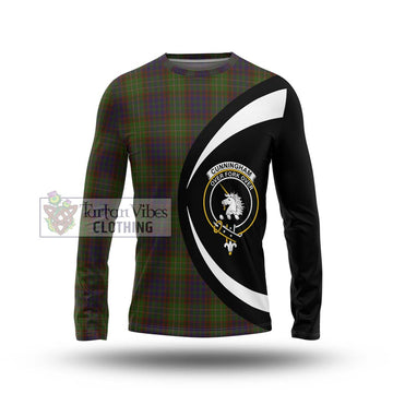 Cunningham Hunting Modern Tartan Long Sleeve T-Shirt with Family Crest Circle Style