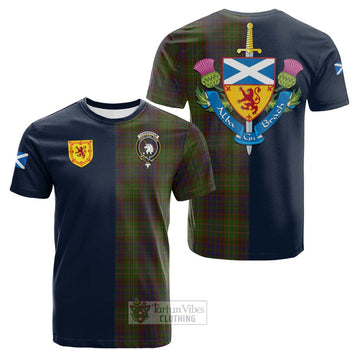 Cunningham Hunting Modern Tartan Cotton T-shirt with Scottish Lion Royal Arm Half Style