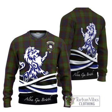 Cunningham Hunting Modern Tartan Ugly Sweater with Alba Gu Brath Regal Lion Emblem