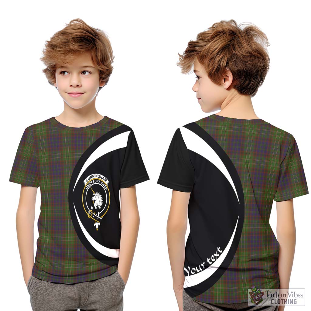 Cunningham Hunting Modern Tartan Kid T-Shirt with Family Crest Circle Style Youth XL Size14 - Tartan Vibes Clothing