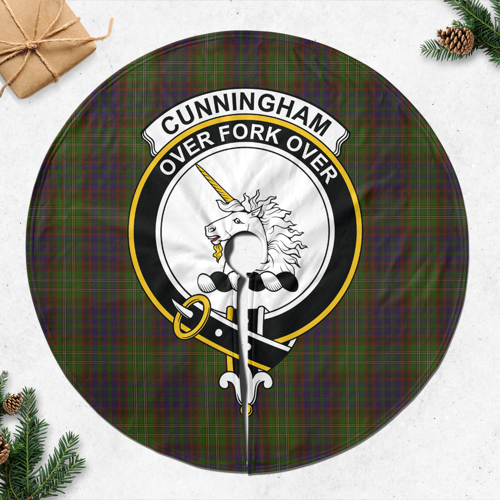 Cunningham Hunting Modern Tartan Christmas Tree Skirt with Family Crest - Tartanvibesclothing