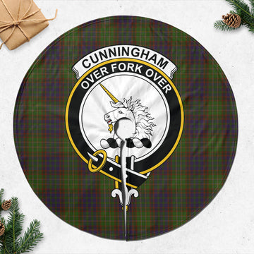 Cunningham Hunting Modern Tartan Christmas Tree Skirt with Family Crest