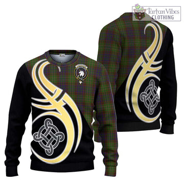 Cunningham Hunting Modern Tartan Ugly Sweater with Family Crest and Celtic Symbol Style