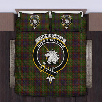 Cunningham Hunting Modern Tartan Quilt Bed Set with Family Crest