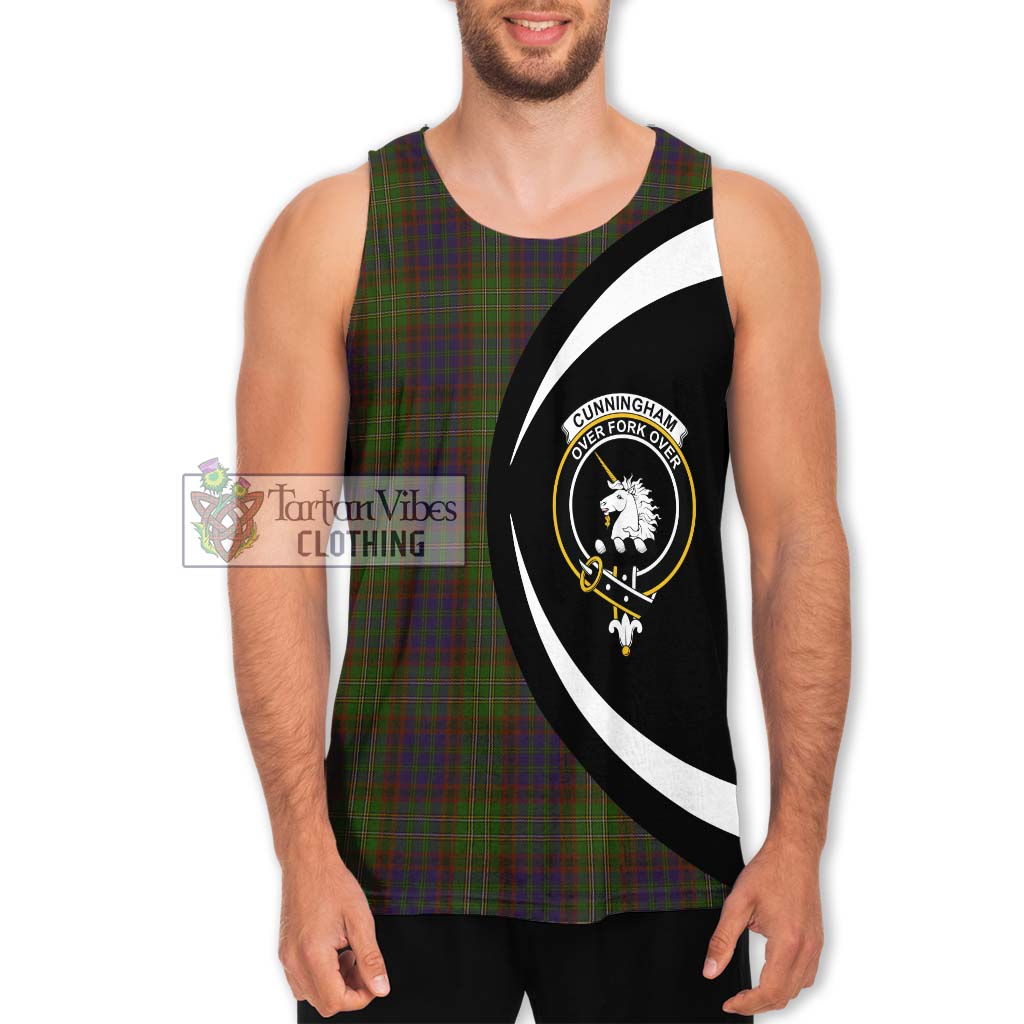 Cunningham Hunting Modern Tartan Men's Tank Top with Family Crest Circle Style Men - Tartan Vibes Clothing